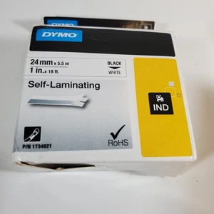 Cinta de etiquetas industrial autolaminada Dymo 1734821 Rhino 1" x 18' WT/BK nueva - Imagen 1 de 5