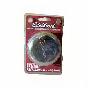 Edelbrock Crankcase Breather Cap 4405; Signature Series Round Chrome Steel - Picture 1 of 4