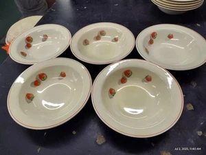 Vintage Cavitt-Shaw W.S. George - Strawberry Shortcake Pattern Bowls Set of 5 - Picture 1 of 8