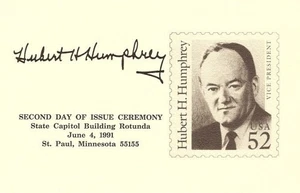 #2189 Second Day Ceremony Program 52c Hubert H. Humphrey Stamp - Picture 1 of 2