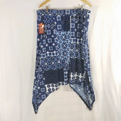 NEW Faded Glory Women’s Plus Blue Shark Bite Hem Skirt Size 2X (18W-20W) NWT - Image 1 of 4