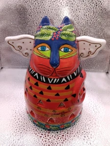 Laurel Burch Engel Katze Teelicht Windlicht Bella Casa von Ganz Vintage 90er 4x6,5 cm - Bild 1 von 3