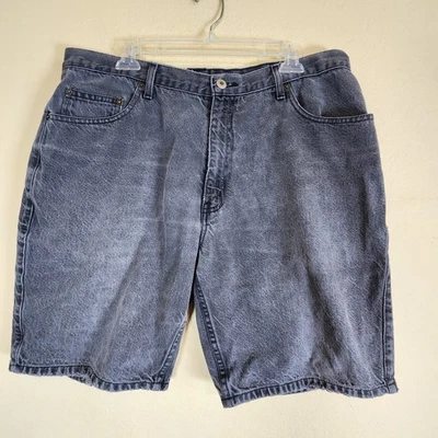 Bugle Boy Mens Dark Wash Denim Shorts Distressed Frayed Hem Size 38 - Image 1 of 4