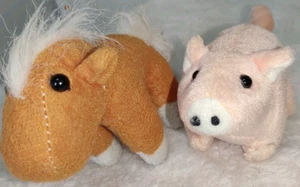 Oriental Trading Company 4" Mini Lot Of 2 Barn Animals Horse Pig Plush Stuffed - Picture 1 of 2
