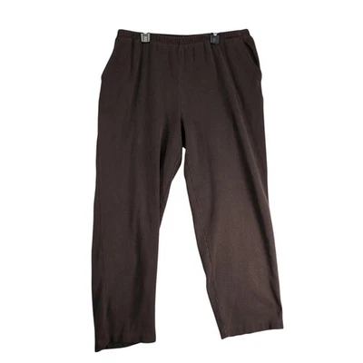 Lands End Brown Cotton Pull-On Pants Women's Plus Sz 1X Basic Minimalist Casual - Image 1 of 4