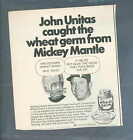 Mickey Mantle & Johnny Unitas Wheat Germ Advertisement