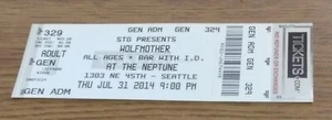 Wolfmother Concert Ticket Stub - Jul 31, 2014 - Neptune - Seattle, WA - Picture 1 of 1