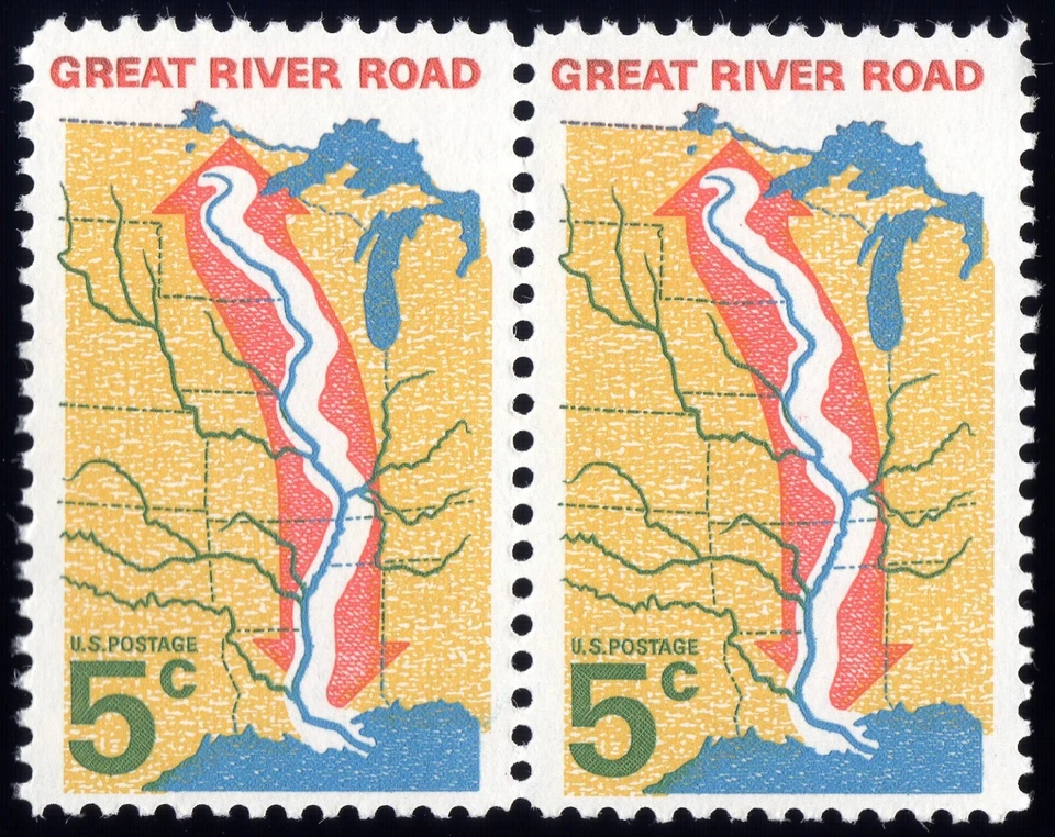 Scott #1319 Great River Road 5¢ Horizontal Pair of Stamps - MNH - Image 1 of 1
