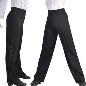 Latin Dance Pants Men Modern Ballroom Performance Dance Pants Boys Satin - Picture 1 of 16