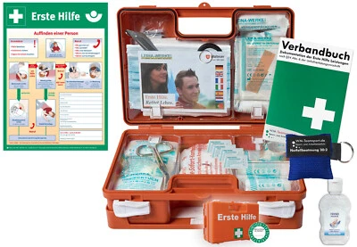 HM ARBEITSMEDIZIN Verbandkoffer M1 mit "Beatmungshilfe" -akt. DIN 13157 + Hygiene-Gel + AUSHANG