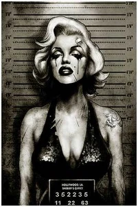Tätowierte Marilyn Monroe Becheraufnahme Marcus Jones Lowbrow Fine Art Druck Lithographie - Bild 1 von 2