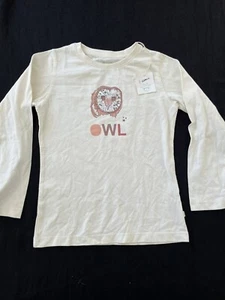 Marie Chantal NWT Ivory/Coral Owl 100% Cotton Long Sleeve Top - 5 Years - Picture 1 of 9