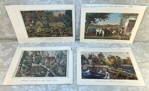 4 Currier & Ives Reproduction Prints from 1860s to 70s Pioneer/Colonial Themes - Picture 1 of 11