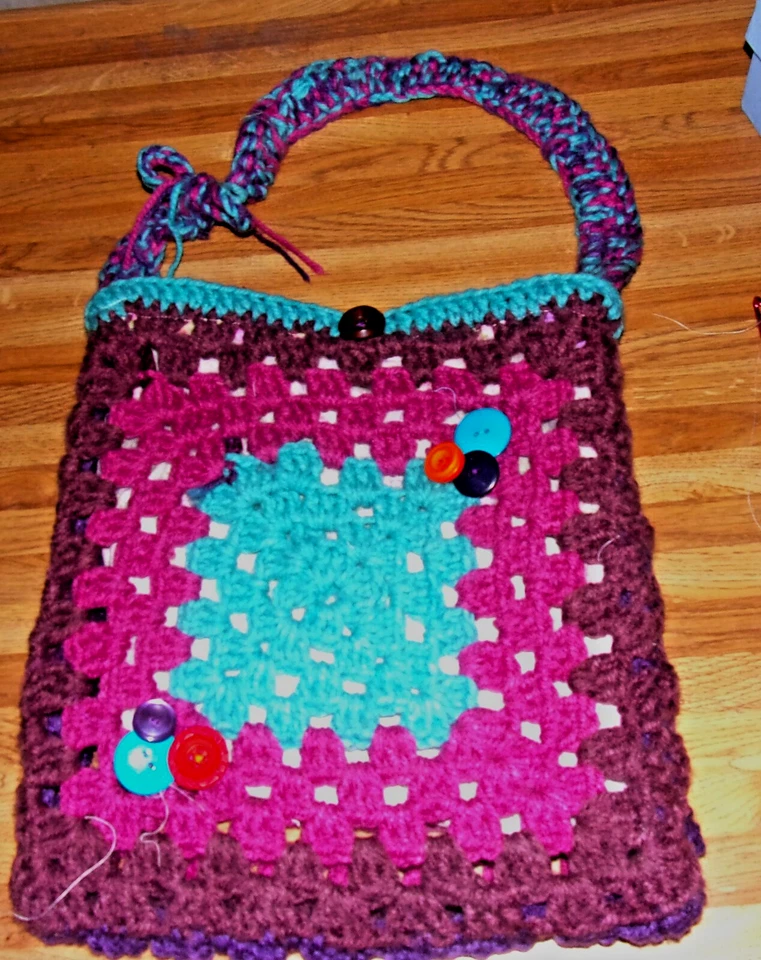 Granny Square Wearable Art bag Messenger Style - Image 1 of 1