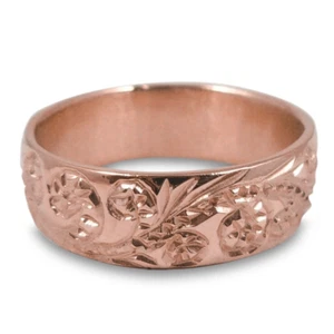 Solid 10K Women’s Rose Gold Ring Engraved Hawaiian Scroll Ring 6mm Size 3 – 12 - Picture 1 of 9
