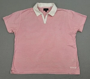 Burberry Golf Shirt Womens M Red White Striped Short Sleeve Polo Pullover - Picture 1 of 15