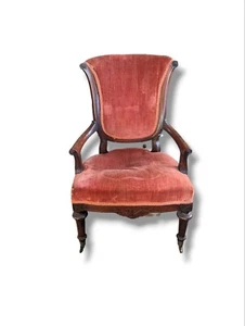 Victorian Antique crushed velvet child's wood chair Rare - Picture 1 of 5