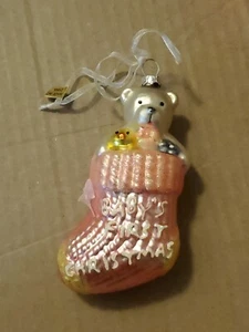 Christmas Ornament Baby’s First Christmas Ornament Pink Stocking 5" Tall - Picture 1 of 10
