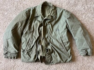 Vintage USN US Navy N4 Green Deck Jacket Small CONMAR zip WWII Stencil - Picture 1 of 5
