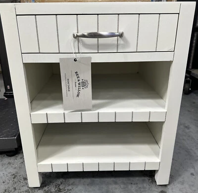 Mesa auxiliar de abeja y sauce con estantes y cajón Foto 1 de 4