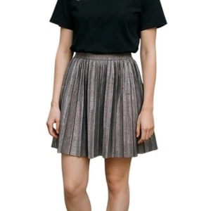 Gap Girls Metallic Silver Pleated Skirt A-Line Elastic Waistband Kids XL 12 NWT - Picture 1 of 10