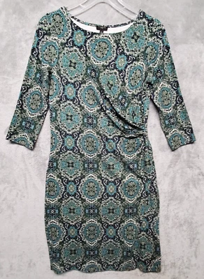 Talbots Dress Womens Small Petite Green Blue Print Stretch Career Church - Image 1 of 4