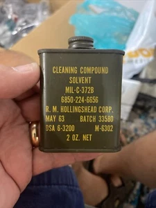 1963 US Military Cleaning Compound Solvent 2 OZ Tin Can MIL-C-372B With Fluid - Picture 1 of 6