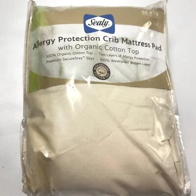 Sealy Organic Cotton Allergy Protection for Crib Mattress Pad new - Image 1 of 4