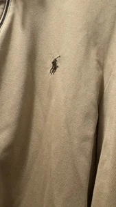 Polo Ralph Lauren Quarter Zip Pullover Mens XL Tan Cotton Brown Pony EUC - Picture 1 of 5
