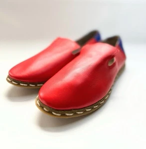 Sabah Style Gold Leather Handmade Women’s Loafer Shoes Size 39 US 8.5 - Picture 1 of 8