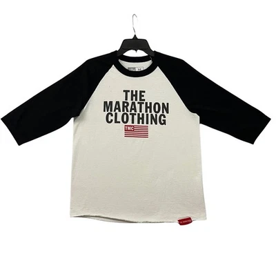 The Marathon Clothing Raglan Shirt Mens Medium White Black Nipsey Hussle Hip Hop - Image 1 of 4