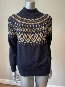JOULES Elvie Jumper Fair Isle Womens Size 10 Navy Embellished Relaxed Fit NEW - Picture 1 of 22