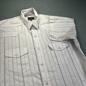 Vintage Roper Men’s Western Shirt Large Beige Striped Textured Pearl Snaps 90’s - Picture 1 of 11