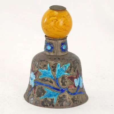 Antique Bell from Qing Chinese Mandarin Peking Yellow Glass Hat Button Finial - Image 1 of 4