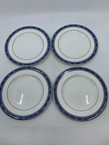 4 platos de pan y mantequilla Royal Doulton Atlanta azul plata llave griega 6,5" - Imagen 1 de 7