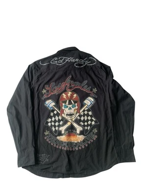 Camisa para hombre Ed Hardy x Christian Audigier negra estrás Los Ángeles Foto 1 de 4