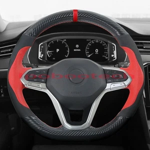 3D Carbon Fiber&Hole Leather Steering Wheel Hand Sewing Wrap Cover For VW Golf 8 - Picture 1 of 9