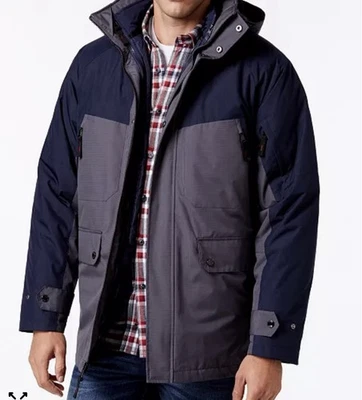 Chaqueta de esquí de invierno Izod para hombre Colorblock Systems talla grande grueso gris negro abrigo Foto 1 de 4