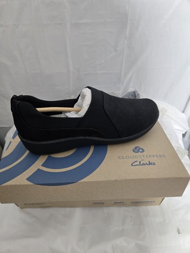 Mocassino slip on Cloudsteppers by Clarks Sillian Bliss nero finto nabuk donna 6 5