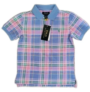 POLO Ralph Lauren Pastel Plaid Mesh Polo Shirt Preppy Academia Kids Size 4 NWT - Picture 1 of 11