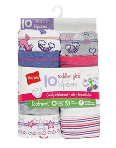 Hanes Toddler Girls Hipsters 10-Pack Underwear EcoSmart Tag Free No RIde Up 2/3T - Picture 1 of 1