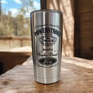 Ford Powerstroke 6.0 Turbo Diesel Stainless Steel Cup W/ Lid - Picture 1 of 1