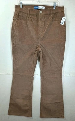 Pantalones acampanados de pana tiro alto OLD NAVY 14 bolsillos secretos marrones nuevos con etiquetas 34x31 Foto 1 de 4