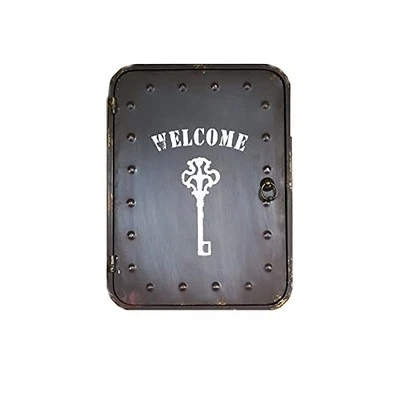 Caja Porta llaves gabinete de pared de metal rústico negro, industrial vintage, 6 ganchos Foto 1 de 4