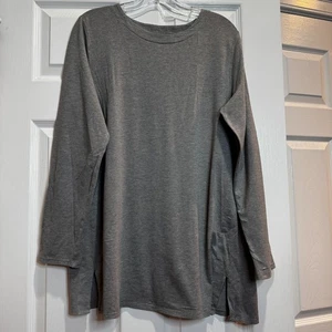 J Jill Womens Luxe Supima Tunic Forward Seam Gray Classic Lagenlook Size Large - Picture 1 of 15