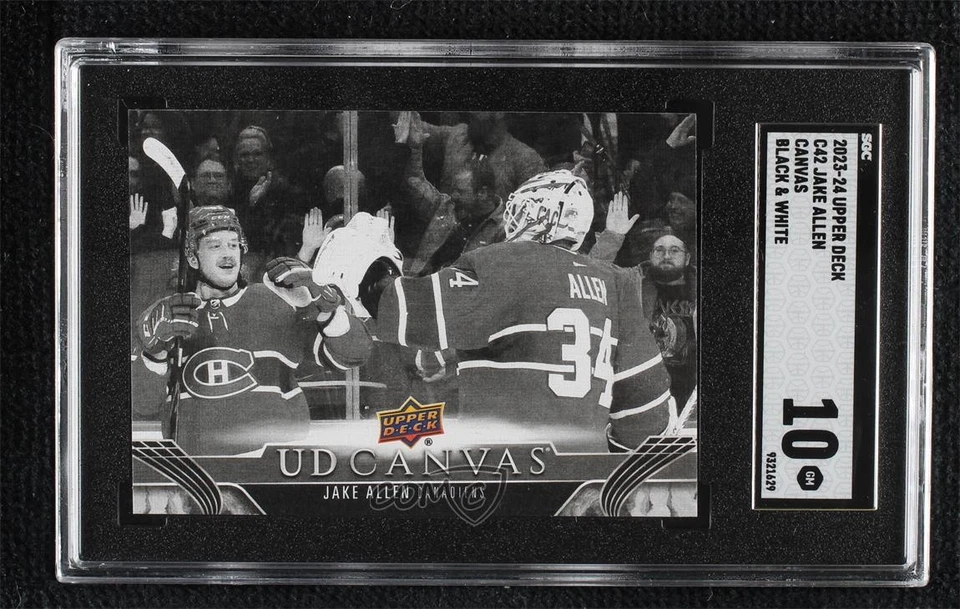 2023-24 Upper Deck Series 1 UD Canvas Black & White Jake Allen #C42 SGC 10 GEM - Image 1 of 2