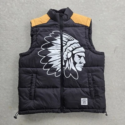 Chaleco acolchado Hustle Gang Big Chief gráfico cremallera completa dos tonos talla mediana Foto 1 de 4