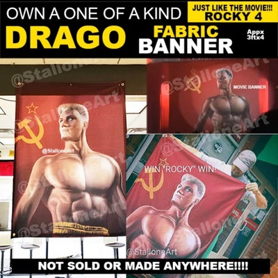 ¡Arte en tela Drago Rocky IV 4 pies x 5 pies!   Foto 1 de 4