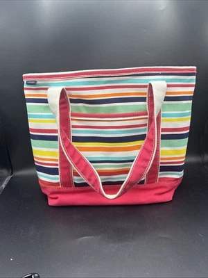 Bolso de Mano Lands End Playa Cierre con Cremallera Multicolor Rayas Lona con Bolsillos Mediano Foto 1 de 4