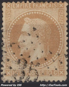 FRANCE EMPIRE 10c BISTRE N° 28A AVEC CACHET ETOILE DE PARIS N° 35 - Picture 1 of 2